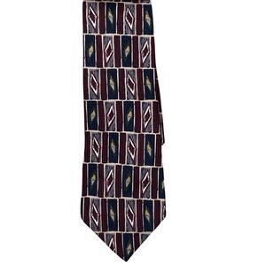 Britches of Georgetowne Mens Necktie Tie Silk Red Blue Green Geometric 60 x 4